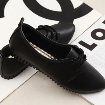 

Peas shoes 2020 spring and summer new flat flat solid color lace-up single shoes