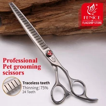Fenice 7 5 cal profesjonalne Dog Grooming degażówki nożyczki przerzedzenie oceń 75 nożyce dla Pet Groomer tanie tanio CN (pochodzenie) STAINLESS STEEL F4-7521T SCISSORS
