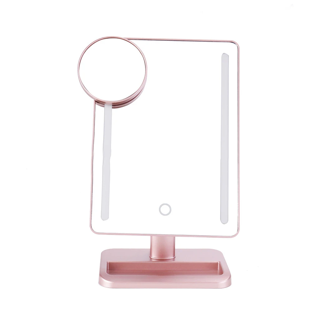 Bluetooth динамик светодиодный свет полосы макияж зеркало с usb зарядка 10X увеличение 360 градусов зеркало вращающееся со светом - Испускаемый цвет: Rose gold