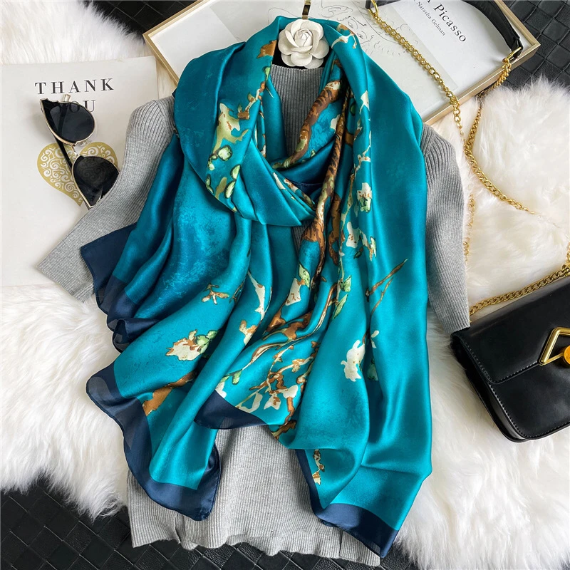 

Women Scarf Lady Silk Head Wraps Large Print Bandana Fashion Female Hair Winter Scarves Beach Shawls Neckerchief Foulard 2020
