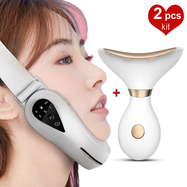 Electric V Face Lifting Double Chin Reducer Lifting Facial Slimming Shaping Microcurrent Led Light Devices Neck Massager Lift kit 01