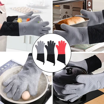 

New 1PC Silicone Glove Kitchen Heat Resistant Gloves Temperature Gloves Cooking Baking BBQ Oven Gloves Mitts Kitchen Accessories