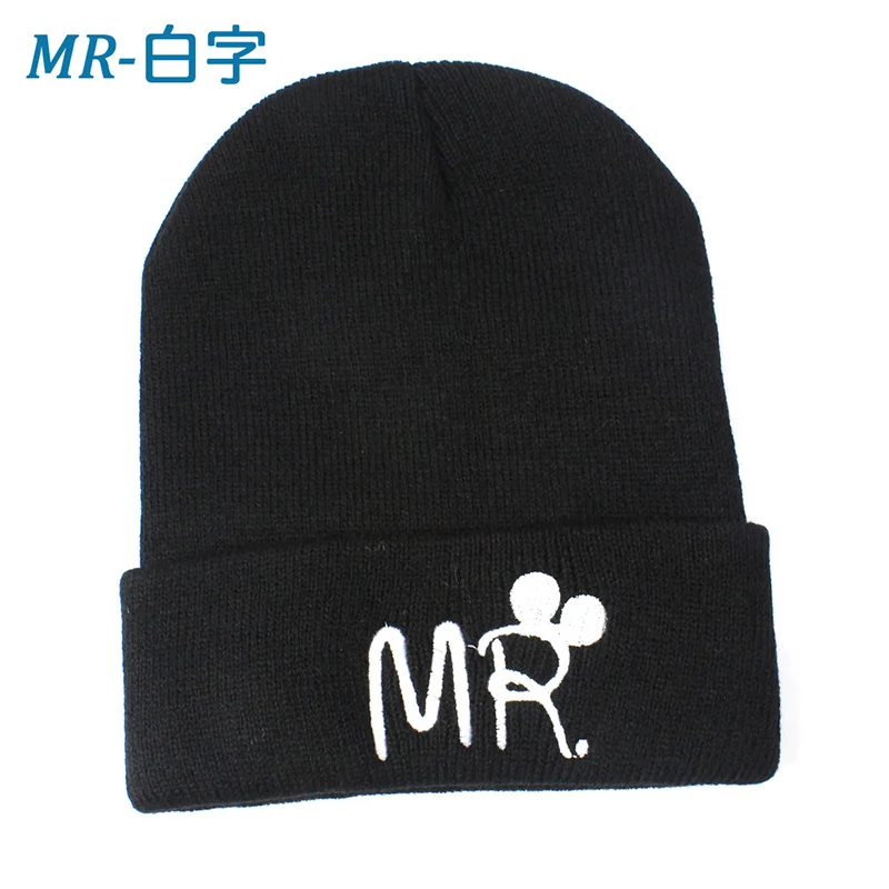 MR black Новые детские вязаные шапочки, модные детские шапки для девочек и мальчиков, зимние шапки для мальчиков, теплые вязаные детские шапки для девочек 0-5 лет - Цвет: MR black
