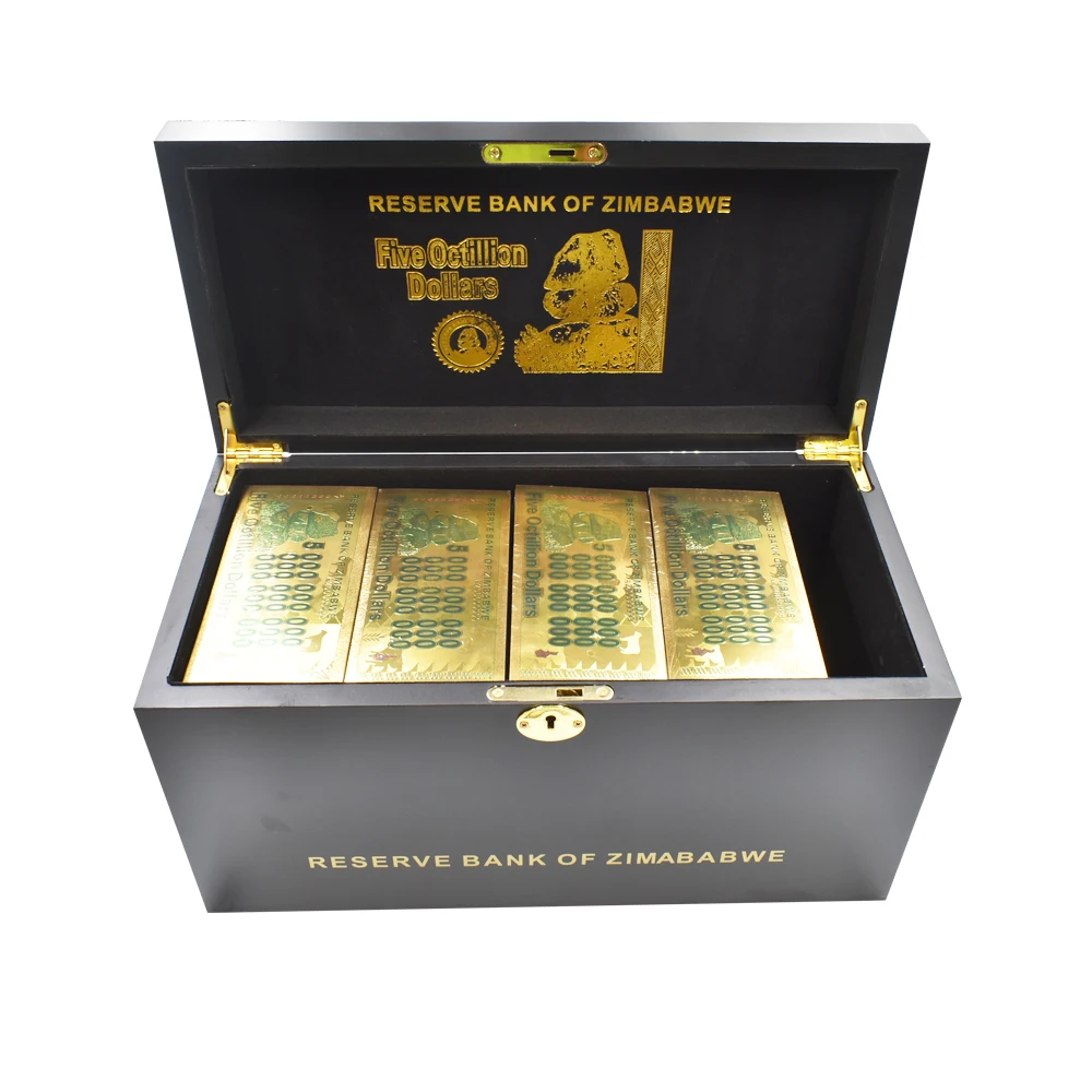 1200pcs Octillion Сто трлн/кинтиллион/октильон долларов, золото, Банкнота в деревянной коробке с сертификатами 1200 шт/партия - Цвет: 1200pcs Octillion