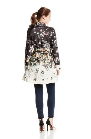 DesiguaL Испания Nueva gabardina espaunola de moda de un solo medio-largo abrigo estampado para otouno Размер: 36-46