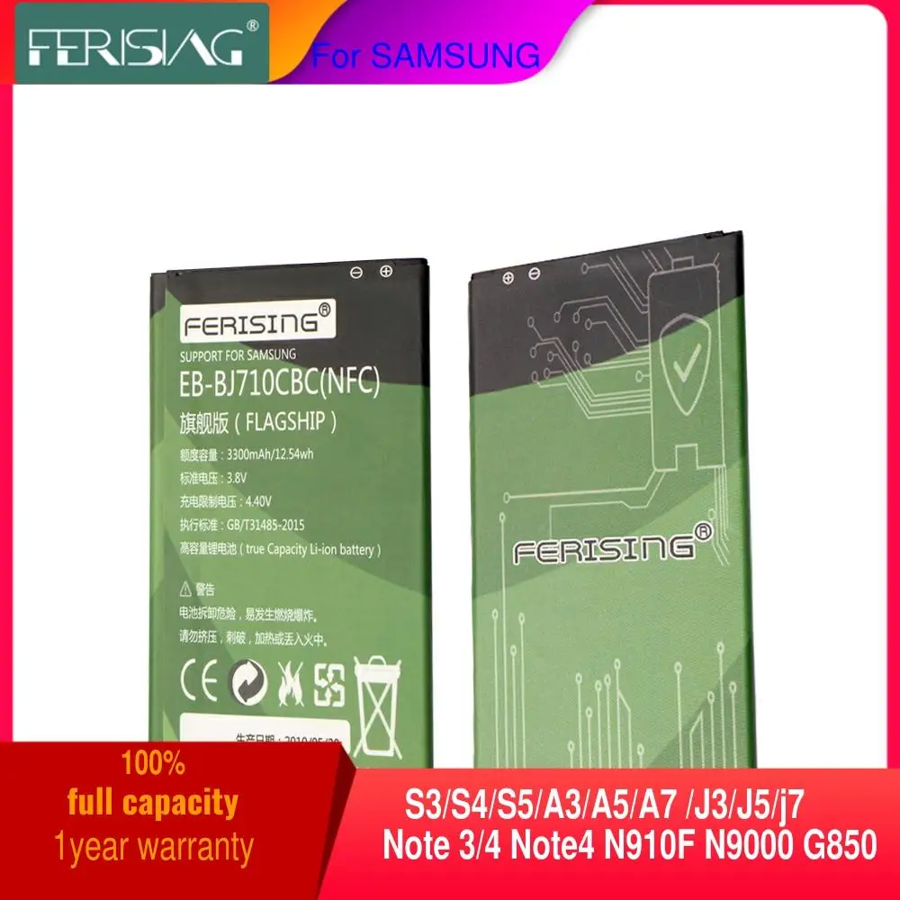 Зарядное устройство FERISING Оригинальный аккумулятор для Samsung Galaxy S3/S4/S5 i9500 A3/A5/A7 J3/J5/j7