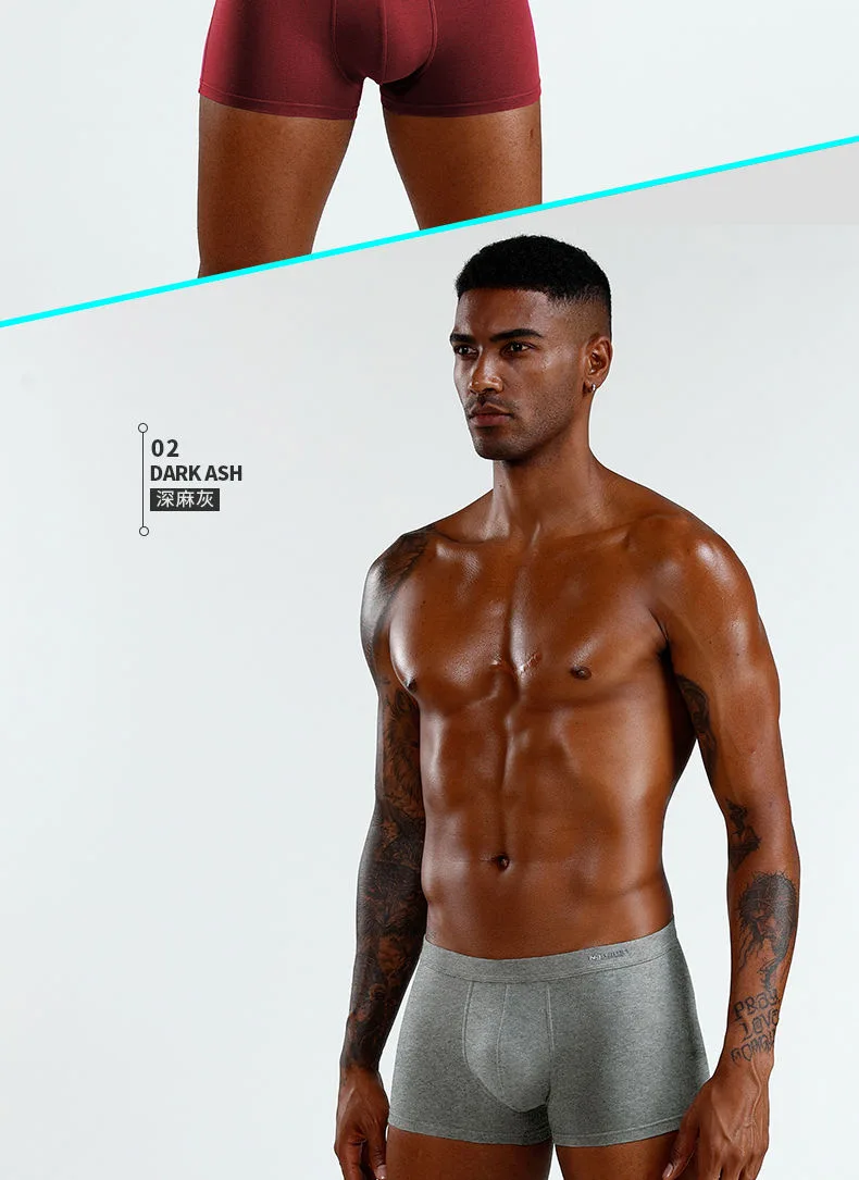 4PCS/Lot Men Underwear Cotton Boxers Panties Comfortable Sexy Solid Cuecas Trunks Mens Underpants Shorts Sexy Solid Male Panties