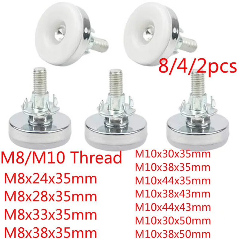 

8/4/2pcs Furniture Legs Feet Iron White Transparent Table Cabinet Chair Desk M8/M10 Thread