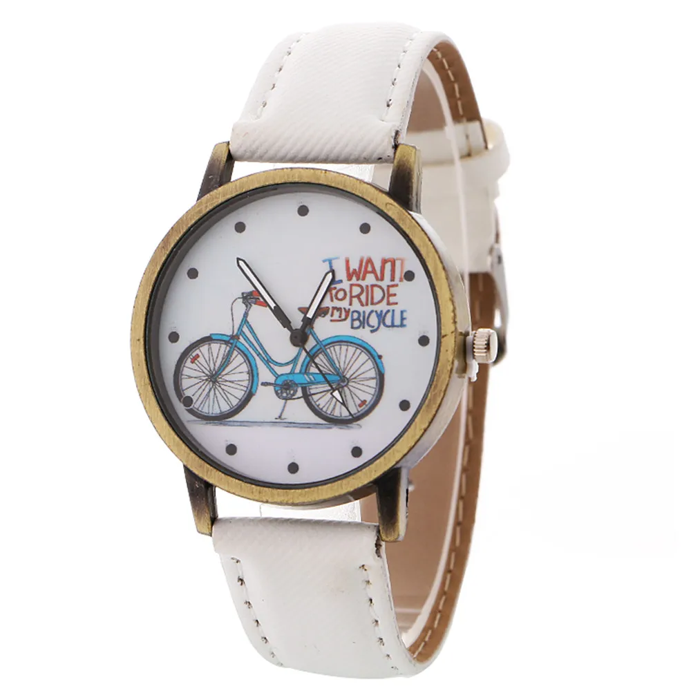 Женские часы, винтажные джинсовые женские часы, велосипедные кварцевые часы с узором в горошек, роскошные брендовые модные часы