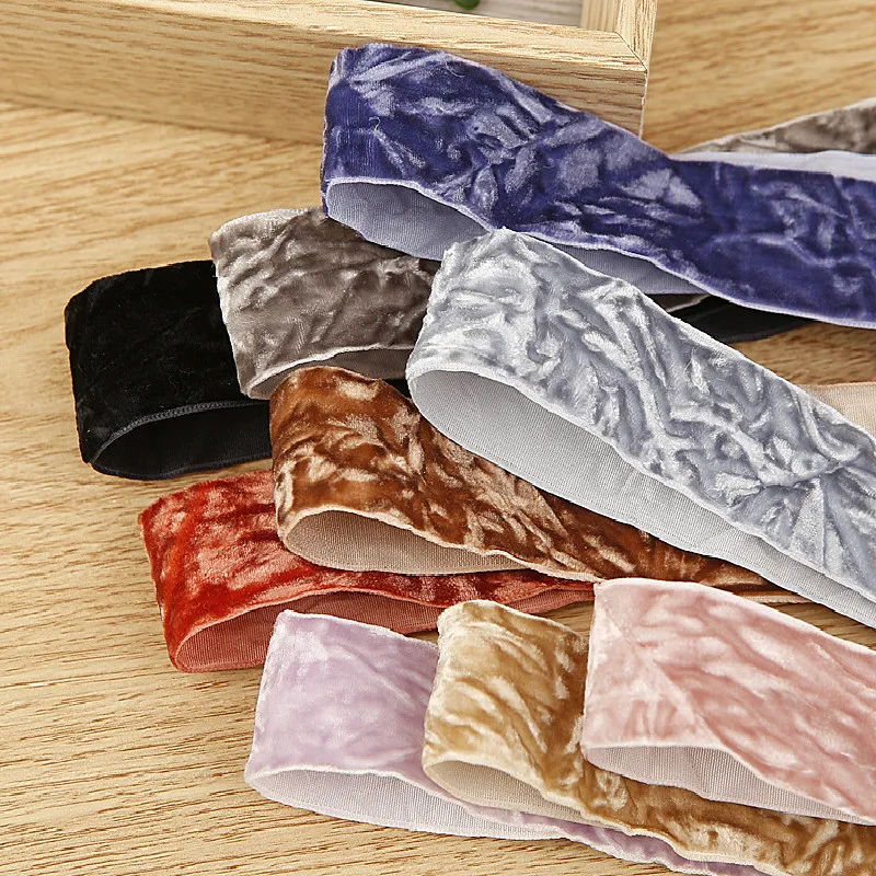 

Crumpled Velvet Satin Ribbon 38 25 15 10mm Cloth Fabric DIY Tape For Headband Bow Flower Gift Packing Handmade Hair Accessories