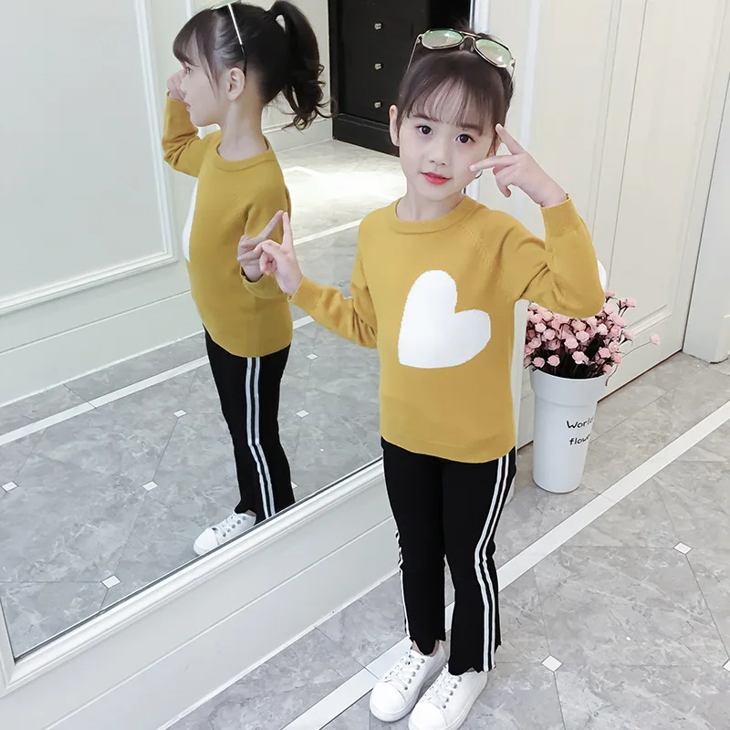 

2019 Autumn Clothing Girls' round Collar Sweater Thin Big Boy Base Sweater Childrenswear Knitted Sweater