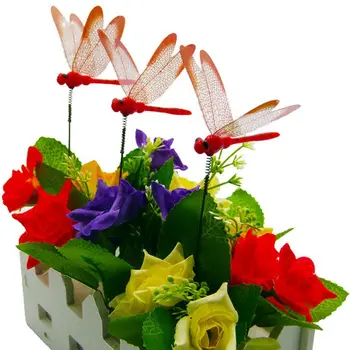 

NEW Artificial Dragonfly Butterflies Garden Decoration Outdoor Plant Lawn Stick 3D Simulation Dragonfly Random Color 10Pcs/lot