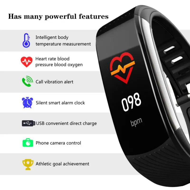 Смарт часы C6T с Bluetooth смарт браслет измерением артериального давления пульса сна