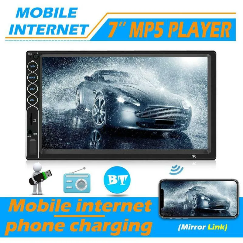 7 2 DIN HD стерео радио Bluetooth MP5 плеер сенсорный экран+ камера заднего вида