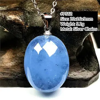 

Genuine Natural Blue Ocean Aquamarine Pendant Necklace Jewelry For Woman Lady Man Crystal Beads Silver Sterling Gemstone AAAAA