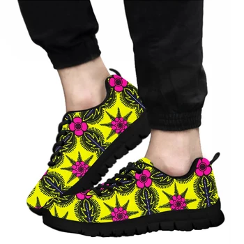 

ELVISWORDS Mens Cool African Ethnic Printed shoes Fashion Black Vintage male shoes Large Sizes Outdoor Breath Light sneakers