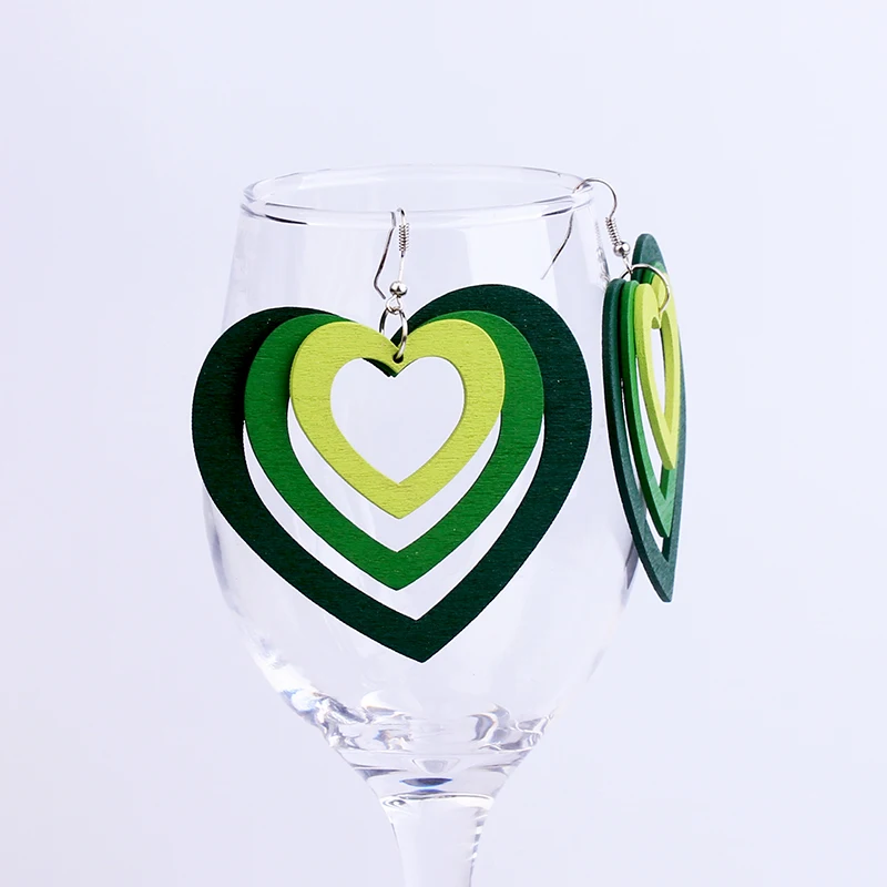 YAMEGA Large Multilayer Natural Wooden Earrings Long StaColorful Africa Drop statement Earring For Women Lady Girls 2019 New