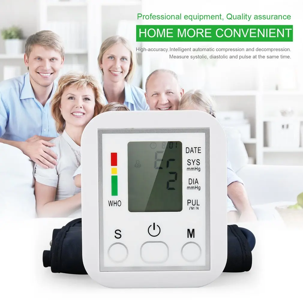Automatic Digital Arm Blood Pressure Monitor BP Sphygmomanometer Pressure Gauge Meter Tonometer for Measuring Arterial Pressure
