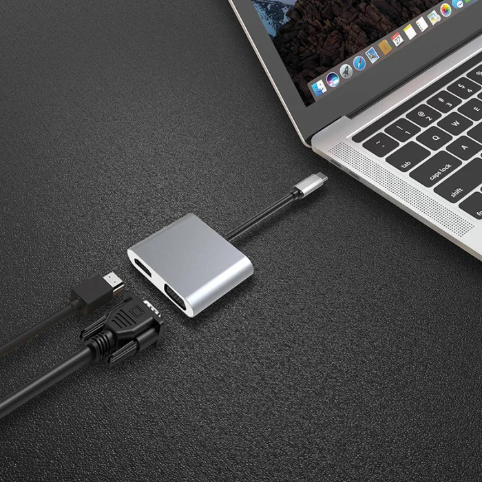 USB C концентратор USB3.1 тип-c к HDMI адаптер док-станция с 4K HDMI VGA OTG PD зарядка VH99