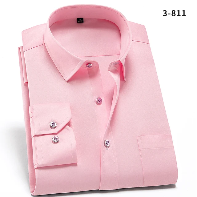 New Stretch Anti-Wrinkle Cotton Men's Shirts Long Sleeve Dress Shirts For Men Slim Fit Camisa Social Business Blouse White Shirt 3-811