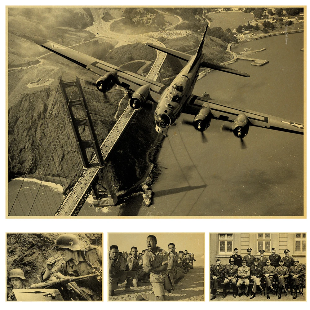 World War II Plane classic Photo vintage poster retro wall sticker print painting cafe bar home decoration posters