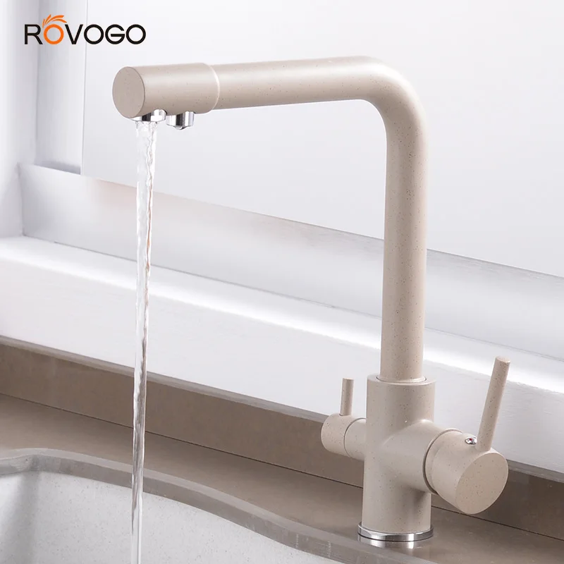 Кухонный кран ROVOGO с питьевой фильтрованной водой двойной ручкой для очистки