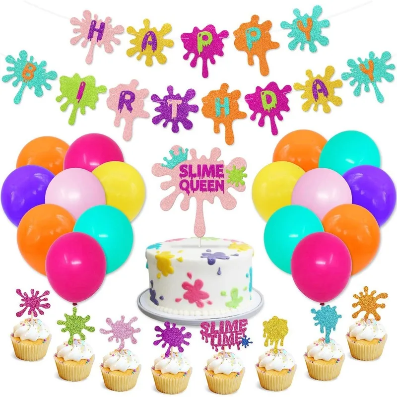 Slime Theme Birthday Balloons Slime Time Cake Topper Happy Birthday Banner Birthday Party Kids Gift Decor Baby Shower Supplies Slime Theme Birthday Balloons Slime Time Cake Topper Happy Birthday Banner Birthday Party Kids Gift Decor Baby Shower Supplies
