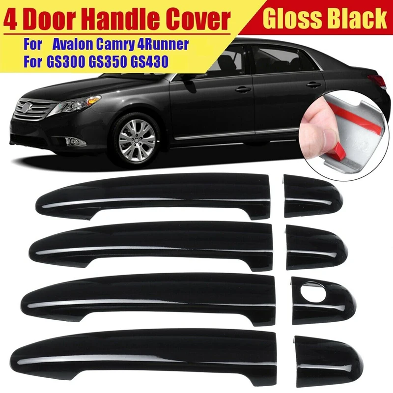 Car 8Pcs Door Handle Cover for Toyota Highlander Avalon Camry Sienna Tacoma 4Runner Lexus GS300/350/430/460 Gloss Black | Автомобили и