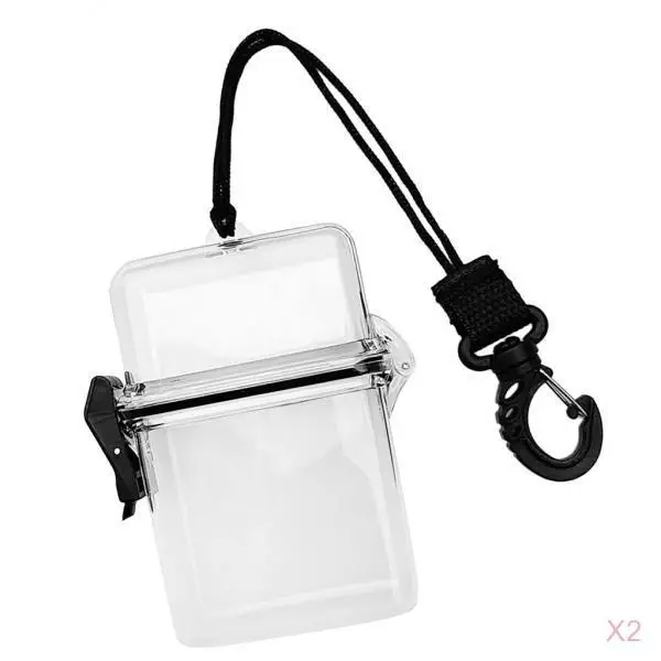 Pack of 2 Scuba Diving Waterproof Dry Box Case Container, Floating Watertight Money ID Card Badge Holder with Lanyard and Clip