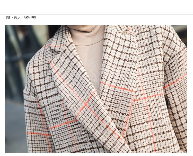 Photo Shoot Autumn And Winter Elegant Graceful Loose-Fit Plaid Coat+ Half-length Short Skirt Online Celebrity Two-Piece Se