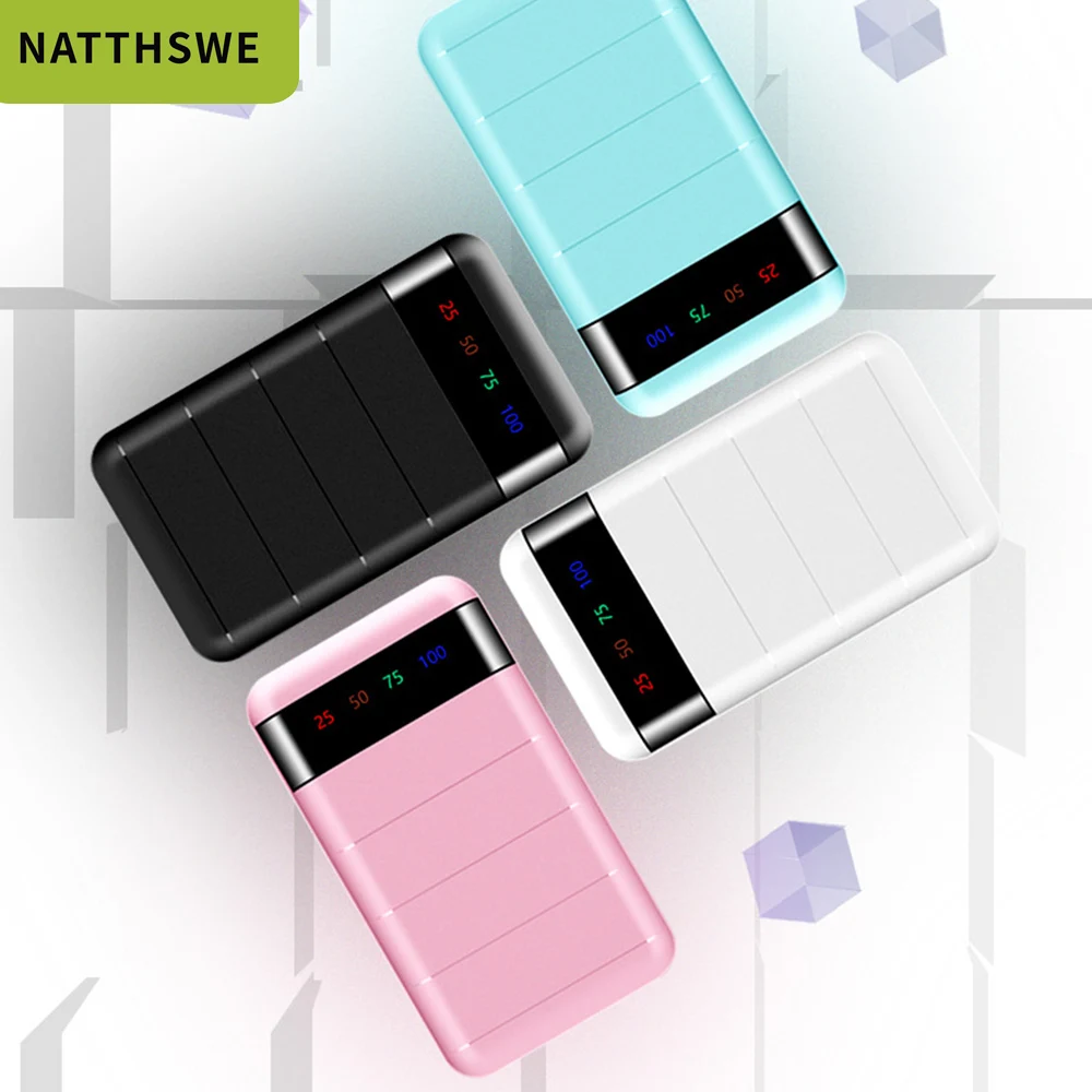 NATTHSWE 20000 мАч портативное зарядное устройство с двумя USB тонким внешним аккумулятором для samsung iphone Xiaomi