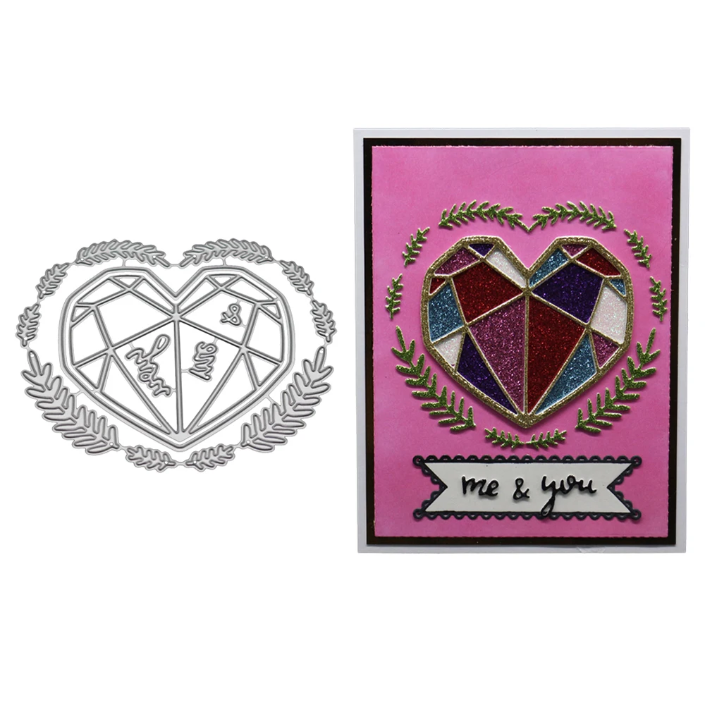 Diamond Heart Decorative Metal Cutting Dies Invitation Card Greeting Card Decoration Card Make Sten - 4.00008E+12