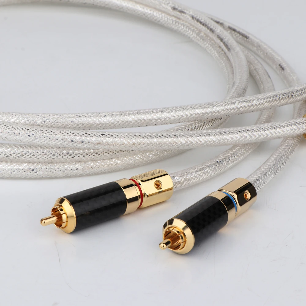 

1pair QED 6N pure copper Silver plated fever audio RCA Audio Cable Auxiliary Audio Cord for Home Theater, HDTV, Amplifiers
