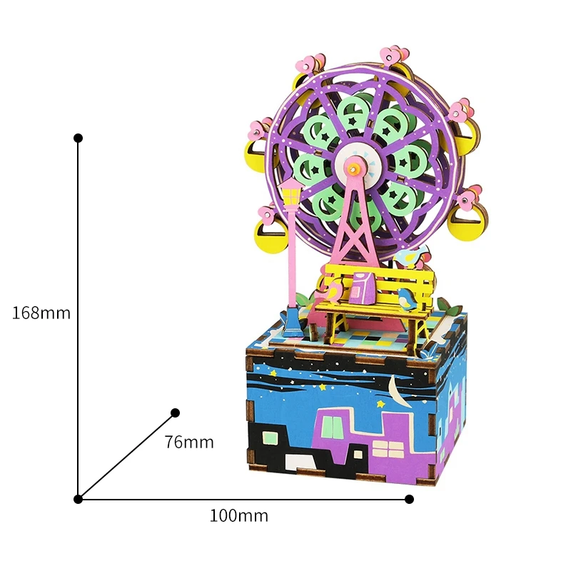 Robotime DIY 3D деревянная карусель колесо обозрения головоломка игра в сборке вращающаяся музыкальная шкатулка игрушка подарок для детей