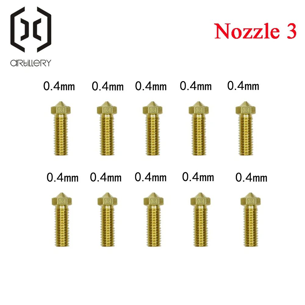 Artillery 3D 프린터, 오리지널 화산 깍지, 1.75mm 필라멘트용, 0.2mm, 0.3mm, 0.4mm, 0.6mm, 0.8mm, 1.0mm, 1.2mm