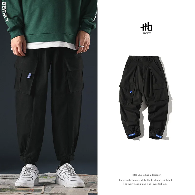 

2019 Autumn And Winter MEN'S Overalls Medium Waist Japanese Style Large Size Skinny Capri Pants Fashion Men's Beam Feet Long Pan
