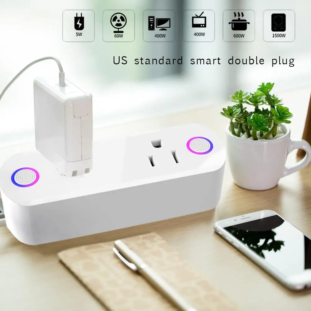

For Google Home Amazon Alexa Smart Plup Smart Socket Voice Control Timing Remote Control Smart Home Life 2 Double Sockets