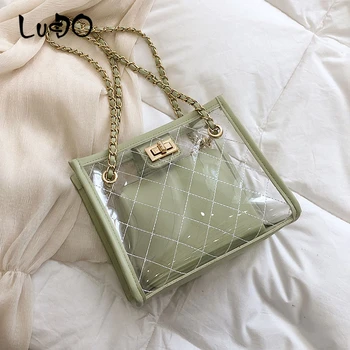 

LUCDO 2020 Summer Women Large Totes High Quality Transparent PVC Composite Bags Girls Casual Shoulder Crossbody Handbag Clucth