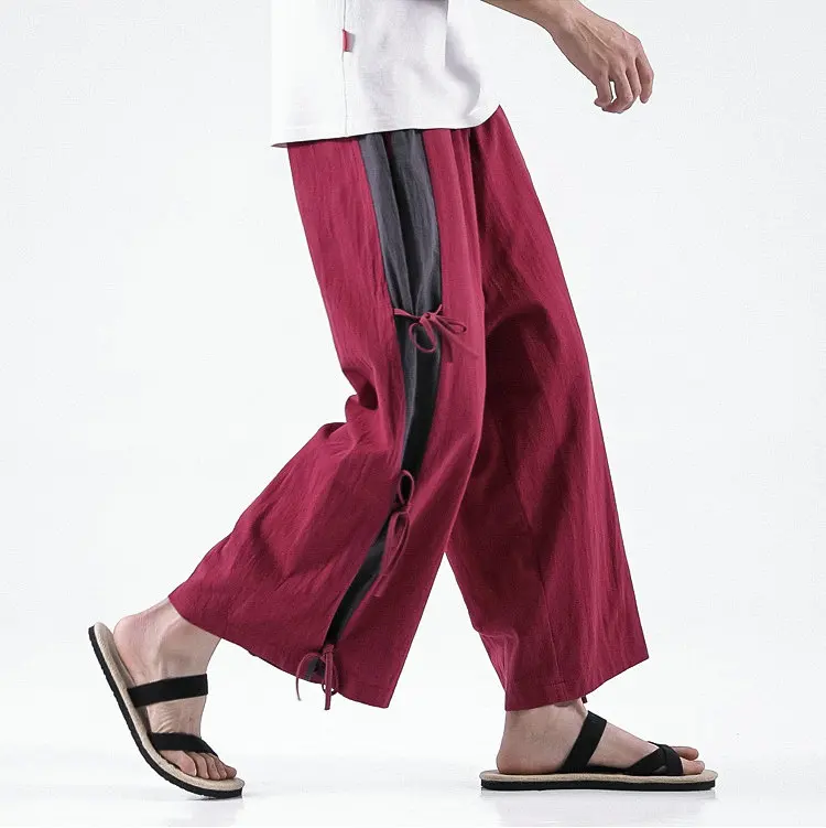 Мужские свободные штаны-шаровары, красивая одежда, Harajuku, мужские черные штаны размера плюс, винтажные мужские летние модные штаны для бега
