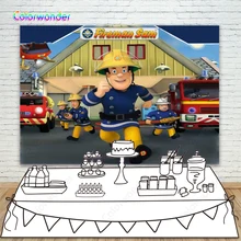 Pemadam Kebakaran Sam Pesta Tema Latar Belakang Pemadam Kebakaran Pemadam Kebakaran Child Birthday Fotografi Latar Belakang untuk Kue Dekorasi Meja Banner(China)