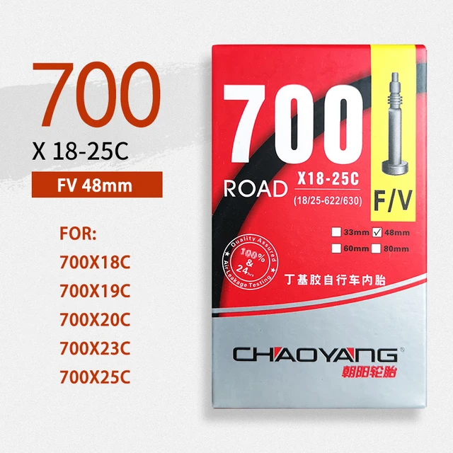 CHAOYANG MTB Bicycle Tube ROAD 26 27.5 29 inch 1.75-2.1/2.35 FV 33mm 48mm Mountain Bike ROAD Inner Tire 700x18-25C-FV48mm