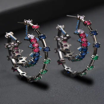 

LARRAURI Luxury Iregular Geometry Multicolor Trendy Cubic Zirconia Women Wedding Party Earring High Jewelry Addiction