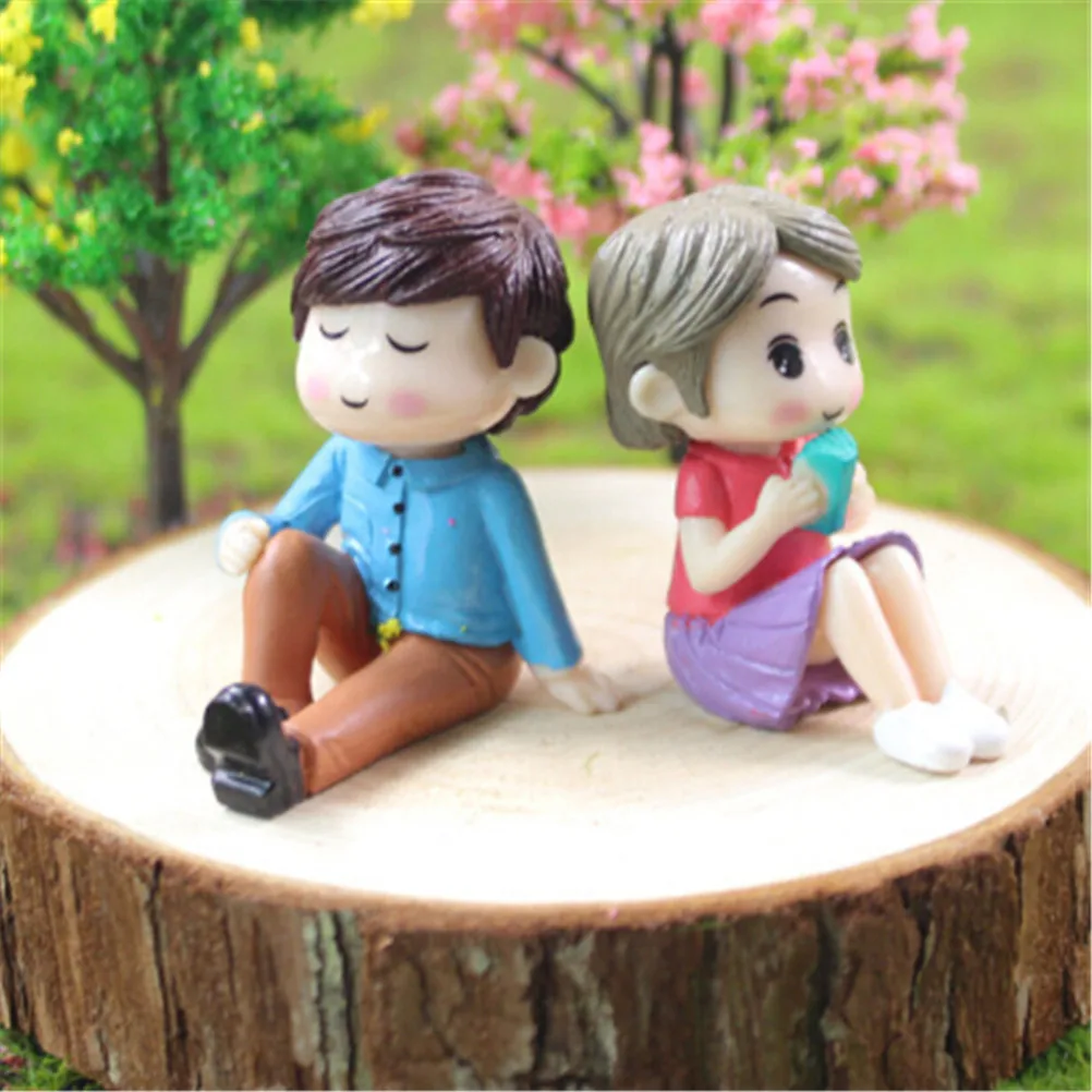 2018 Hot 2PC Romantic Lover Mini Couple Figurines Boy Girl Wedding Doll Fairy Home Garden Decoration Mariage Toy DIY Accessories