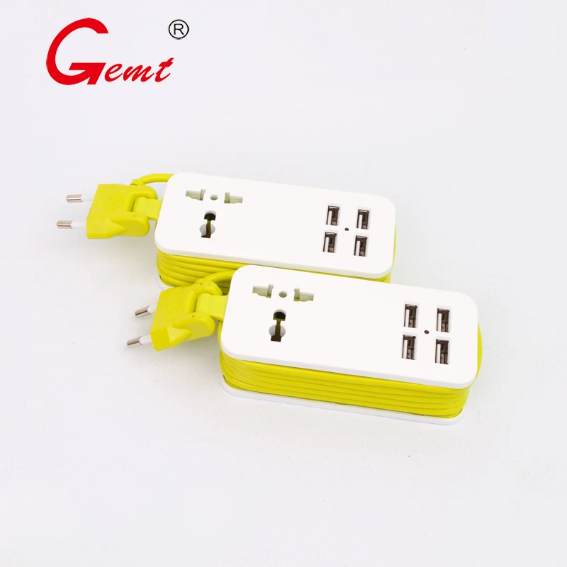 Univeral Portable Power Strip EU Plug with 4 USB Port QC2.2 Interface Extension Socket Plug with Universal EU UK AU Adapter