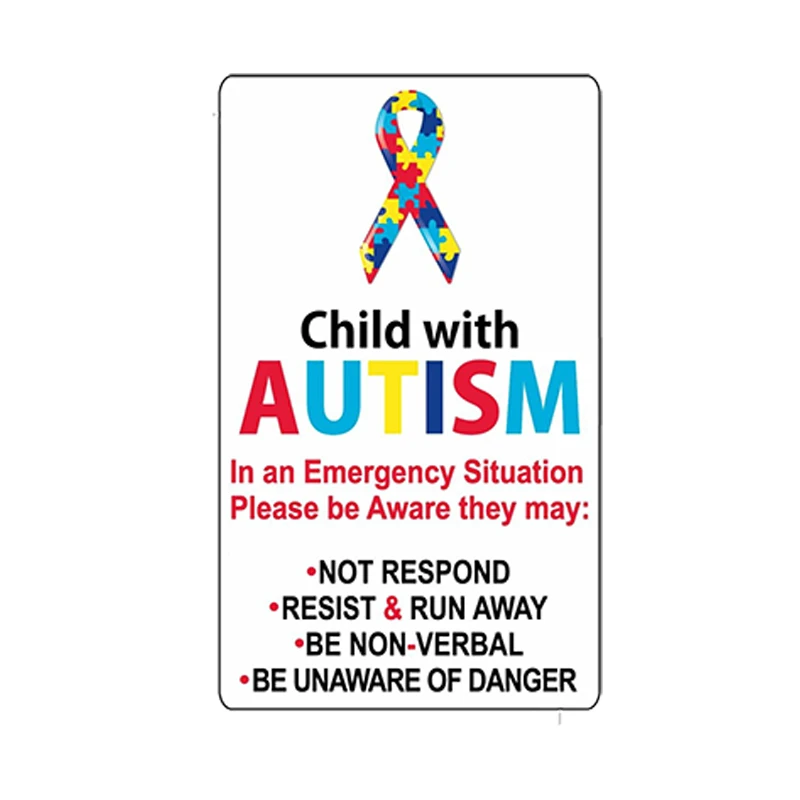 

SZWL Child with Autism Car Sticker Warning Decal Window Home Door Emergency Safe Alert Help Waterproof Accessories Pvc,13cm*7cm
