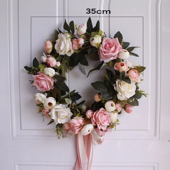 

Wedding Wreath Door Garland Floral Party Dining Room Artificial Rose Silk