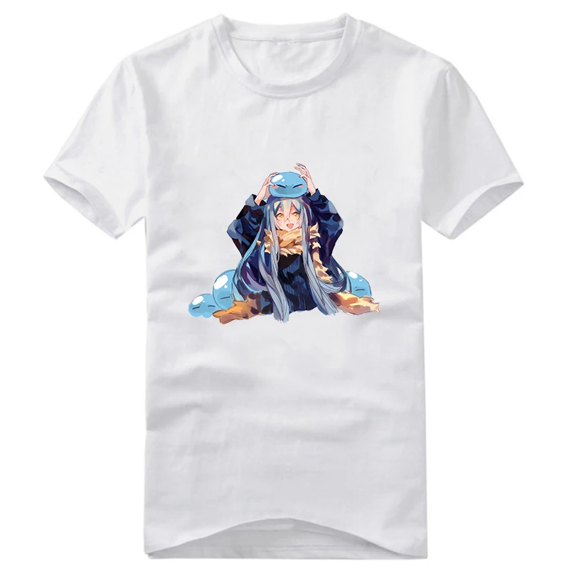 Летние футболки в стиле аниме That Time I Got Reincarnated as a Slime Белые с круглым воротником