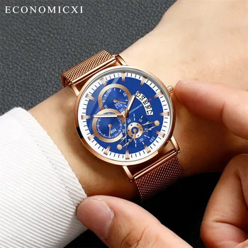 

Men's Watch Fashion Simple Stainless Steel With Luminous Small Dial Quartz orologi uomo relojes hombre 2019 horloges mannen