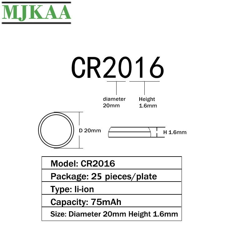 100 шт. CR2016 литиевая батарейка кнопочного типа 3 в Батарея LM2016 BR2016 DL2016 сотовый батарейки-таблетки CR для мобильного часо-Электронная игрушка пульт дистанционного управления