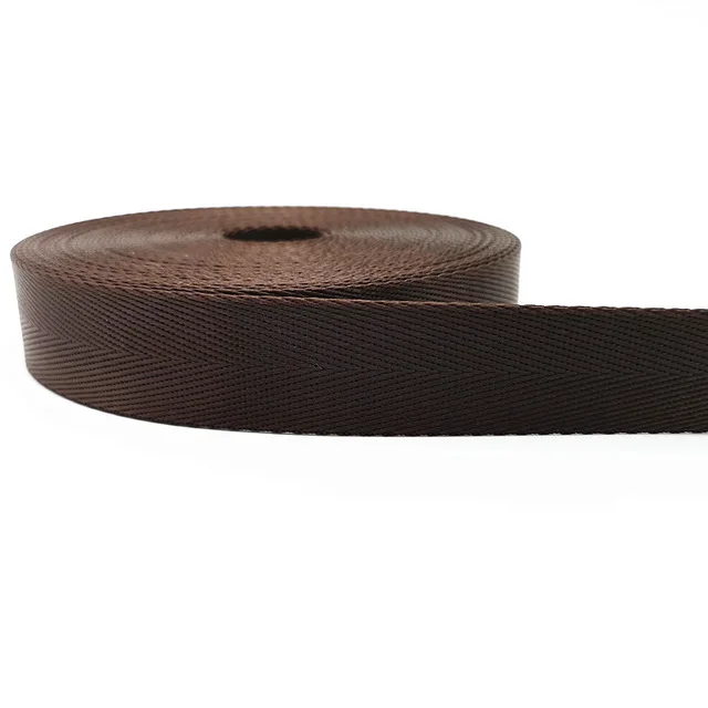 5Yards 20-50mm Quality Strap Nylon Webbing Herringbone Pattern Knapsack Strapping DIY Sewing Bag Belt Accessories Seat belts coffee 25mm